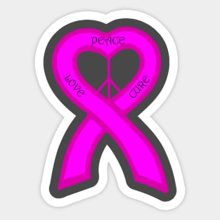 Peace Love Cure Pink Ribbon Sticker